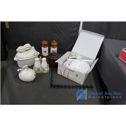 Bunny Serving Dish, Salt & Pepper Sets, and Bunny Trail Set in Box