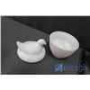 Image 5 : Rooster Serving Dish (Missing Ladle), Bird in a Nest Dish, Milk Glass Bowls