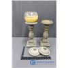 Image 1 : (2) Pillar Candle Holders (Missing Bowl)