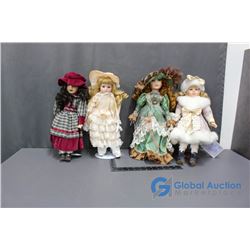 (4) Porcelain Dolls on Stands