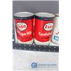 Image 2 : (2) One Quart Purity 99 Motor Oil Tin Cans & (2) One Quart Esso Motor Oil Tin Cans