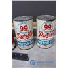 Image 3 : (2) One Quart Purity 99 Motor Oil Tin Cans & (2) One Quart Esso Motor Oil Tin Cans