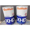 Image 3 : (5) One Quart Gulf Lube XHD Motor Oil Tin Cans