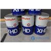 Image 4 : (5) One Quart Gulf Lube XHD Motor Oil Tin Cans
