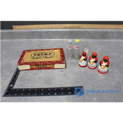 Wooden "The Trump Cigar" Box w/Salt & Pepper Shakers