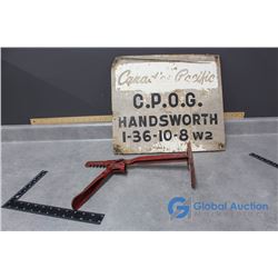 Wooden Canadian Pacific Sign & Vintage Bottle Capper