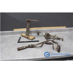 Vintage Shoe Form, Hand Drill & Metal Meat Grinder