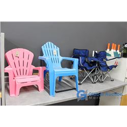 **Childrens Chairs - (2) Plastic & (1) Double Folding
