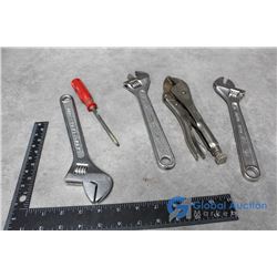 (3) 10  Adjustable Wrenches & Vice Grips