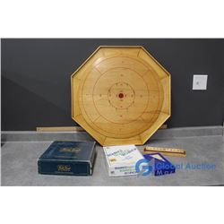 Board Games! - Wooden Crokinole Board, Trivial Pursuit, Sequence & Dominoes