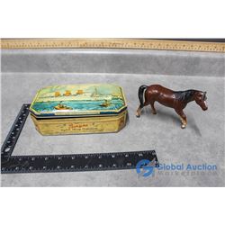 Ceramic Horse & Bensons English Toffee Tin