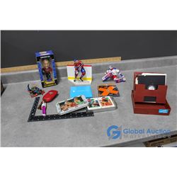 Hockey Figurines, NAPA Booble Head (in Box), Coca-Cola Tin w/Playing Cards & Floppy Discs