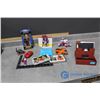 Image 1 : Hockey Figurines, NAPA Booble Head (in Box), Coca-Cola Tin w/Playing Cards & Floppy Discs