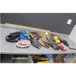 Various Baseball Gloves & Balls