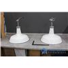 Image 1 : **(2) Enamel Shade Light Fixtures - BID PRICE x2