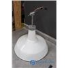 Image 2 : **(2) Enamel Shade Light Fixtures - BID PRICE x2
