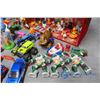 Image 13 : Red Box of Misc Toys - Smurfs, Muppets, Superheroes, Cars, Trolls, Flinstones, TMNT