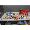 Image 1 : Red Box of Misc Toys - Smurfs, Muppets, Superheroes, Cars, Trolls, Flinstones, TMNT