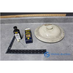 Stoneware Lid & Vintage Lincoln Shoe Dressing (in Box)