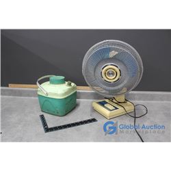 Vintage Electric Fan & Water Jug