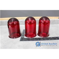 (3) Vintage Red Glass Globes (in Original Packaging)
