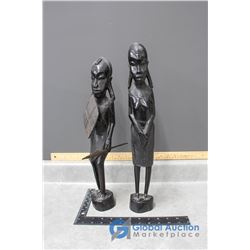 (2) Wooden Statues