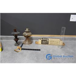 (2) Kerosine Lanterns & (1) Aladdin Glass Chimney