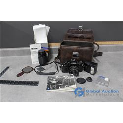 Canon A1 LR Camera w/Case, Accessories & 200mm Lens