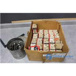 (27) Boxes of Assorted Unused Hardware & Can of Metric Nuts & Bolts