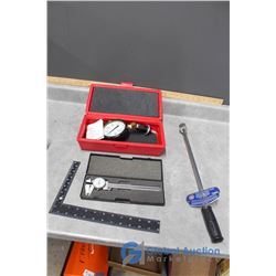 Gray Torque Wrench, Calliper & Fuel Pressure Gauge