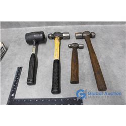 (3) Ball Peen Hammers & Rubber Mallet