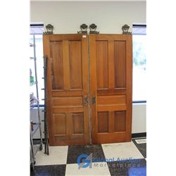 **(2) Vintage 1910's Pocket Doors w/Hardware & Track