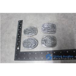 NOS - 1998, 1999, 2000 & 2001 National Finals Rodeo Hesston Belt Buckles - BID PRICE x4