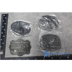 NOS - 2003, 2004, 2005 & 2006 National Finals Rodeo Hesston Belt Buckles - BID PRICE x4