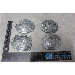 NOS - 1993, 1995, 1996 & 1997 National Finals Rodeo Hesston Belt Buckles - BID PRICE x4