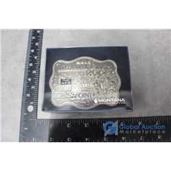 NOS - 2013 National Finals Rodeo Hesston Nickel Belt Buckle