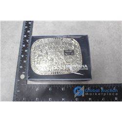 NOS - 2012 National Finals Rodeo Hesston Nickel Belt Buckle