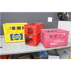 (3) Plastic Pop Crates - Coca-Cola and Pepsi