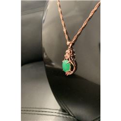 Beautiful Carved Jade Stone Surrounded in Semi-Precious Stones and Nested in Plated