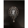 Image 1 : Elegant Silhouetted Gray Semi Precious Cameo Broach