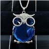 Image 3 : Semi-Precious Blue Stone Owl Pendant Cuban Chain