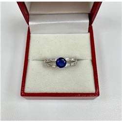 Ladies 2.62 Carat Deep Blue Sapphire with 925 Sterling Silver Ring