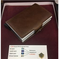 Genuine Stitched Leather Smart Wallet With Spring Load Card Release