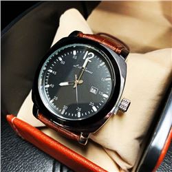 Mens L.A Banus Formal Black Dial Chronograph Genuine Leather Band Watch