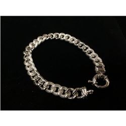 Brilliant Italian Custom Made 14K White Gold Cuban Link Bracelet