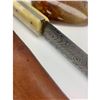 Image 5 : 8 1/2" Inlaid Bone Handle Damascus Shive With Stitched