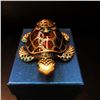 Image 2 : Enameled Mother & Baby Turtle Ring Box With Blue Semi
