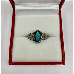 Ladies Size 5, Oval Turquoise, Sterling Silver Ring