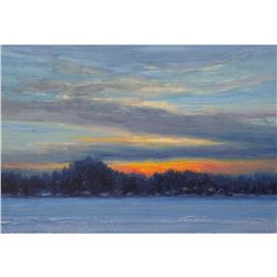 Norman R. Brown Original Oil On Panel "Frozen Lake" 8" x 10"