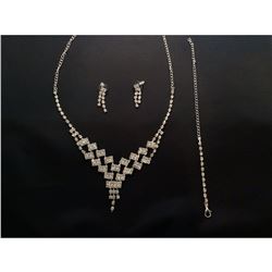 Czech Crystal Rhinestone Bridal Necklace Set